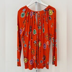 EMILIO PUCCI ORANGE FLORAL GRASSHOPPER TOP SIZE IT 44 / US 10 NWOTS!